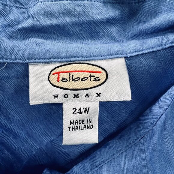Talbots‎ Womens Top 24W Blue 100% Cotton Long Sleeve Button Front Shirt - Picture 3 of 7